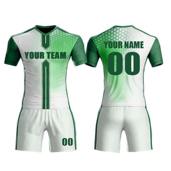 Custom sublimation white-navy football jerseys – children’s kit with custom names, dye-sublimation technology