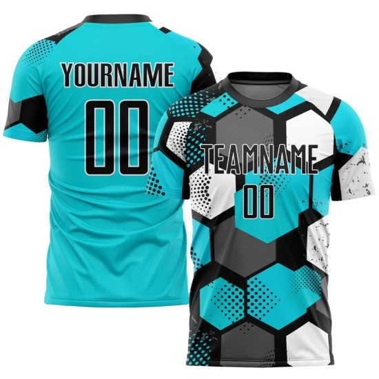 Custom unisex club football kits – short-sleeve style with sublimation logos, Thai-style uniforms