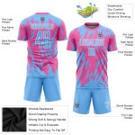 Light Custom Blue-White Soccer Jersey Uniform Pink Sublimation