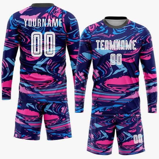 Soccer Uniform Custom Sublimation Jersey White-Pink Figure Soccer Uniform Custom Sublimation Jersey White-Pink Figure