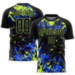 Uniform Custom Soccer Sublimation Black Black Jersey Neon Green-Royal