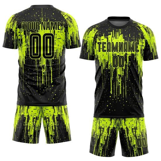 Green Jersey Uniform Neon Sublimation Soccer Custom Black Green Jersey Uniform Neon Sublimation Soccer Custom Black