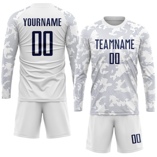 Soccer Uniform Sublimation White Jersey Navy Custom
