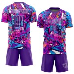Custom Purple-White Graffiti Soccer Uniform Pattern Jersey Sublimation