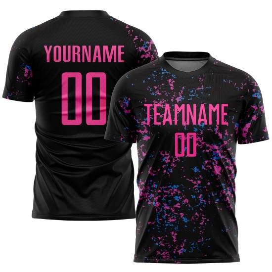 Uniform Black Soccer Custom Blue Jersey Sublimation Pink-Light Uniform Black Soccer Custom Blue Jersey Sublimation Pink-Light