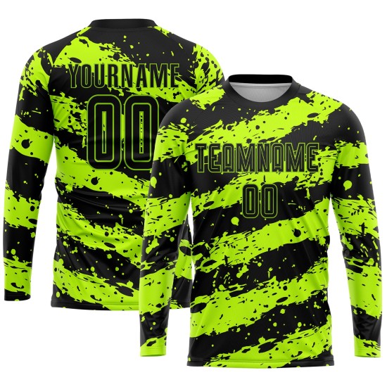 Green Neon Uniform Sublimation Jersey Custom Soccer Black Green Neon Uniform Sublimation Jersey Custom Soccer Black