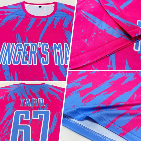 Light Custom Blue-White Soccer Jersey Uniform Pink Sublimation