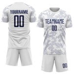 Soccer Uniform Sublimation White Jersey Navy Custom