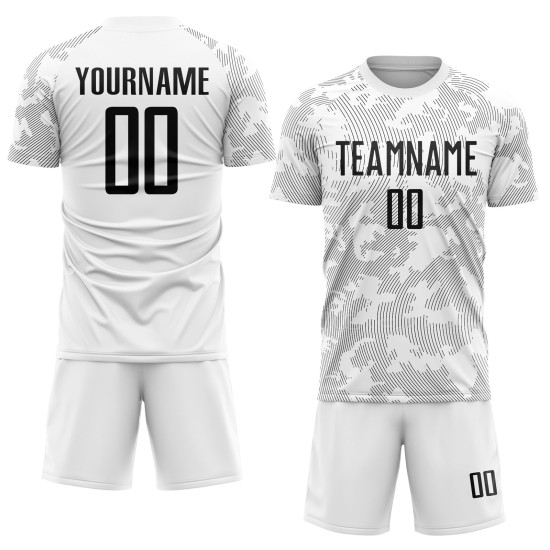 Sublimation White Black Soccer Uniform Jersey Custom Sublimation White Black Soccer Uniform Jersey Custom